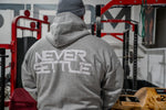 NEVER SETTLE Heavyweight Oversized Grey Zip Hoodie